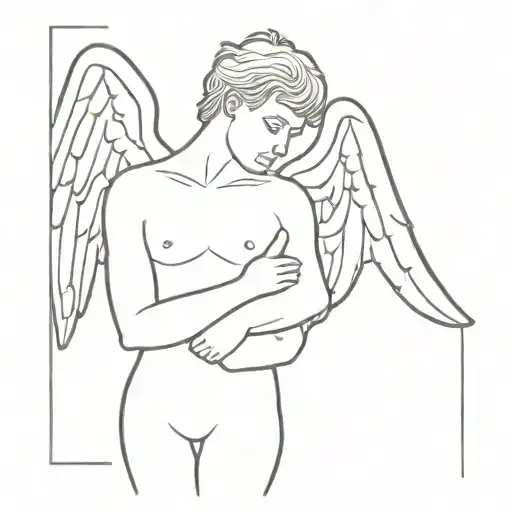 Tattoo Of An Angel Holding A Man In His Arms