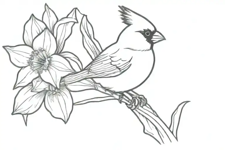 Cardinal On A Narcissus