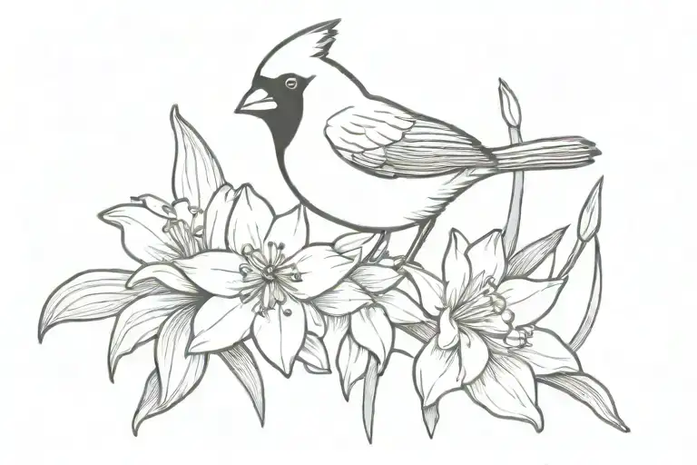 Cardinal On A Narcissus