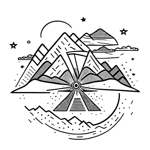 Mountains With Moon And Stars And An Adventure Bike