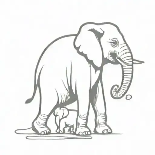 Simple Elephant With Penguin Holding Tail
