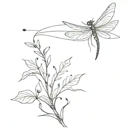 Fine Line Dragonfly With Nessa Written As The Tail