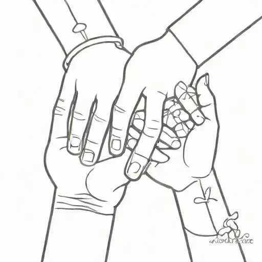 Partner Tattoo Mum Daughter Holding Hands