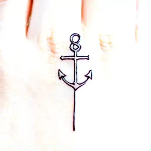 Ring Tattoo With Anchor And Cross
