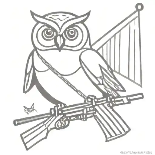 Owl With Rifle And Flag Uses Flags