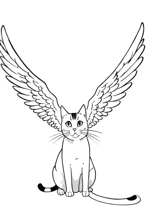Cat Looking Up With Angel Wings Spread