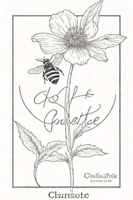 Flower Within The Flower Stem The Text Charlotte And A Bee Flying