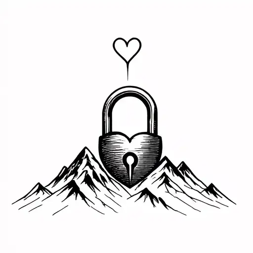 Mountain Growing Above A Heart Shaped Lock