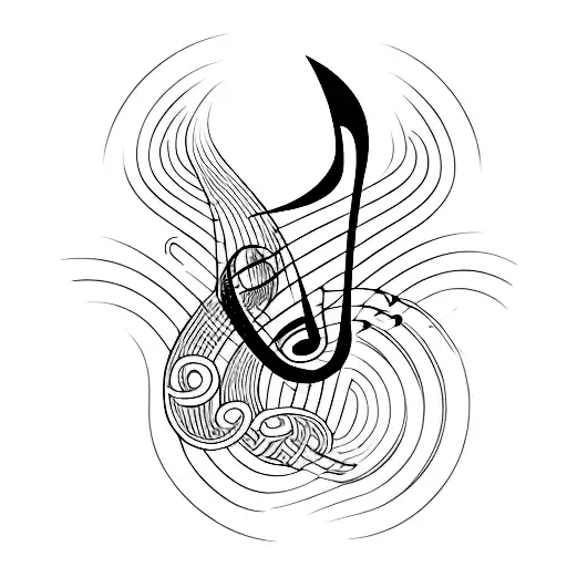 A Minimalistic Tattoo Of A Music Note Intertwined With A Yoga Pose