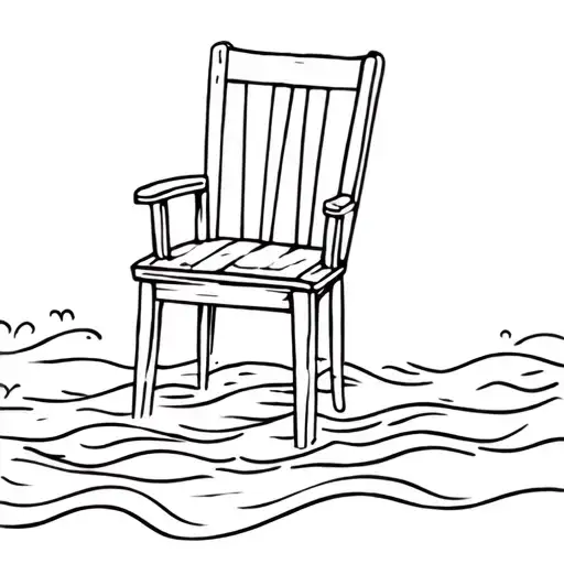 A Wooden Chair In Water Waves