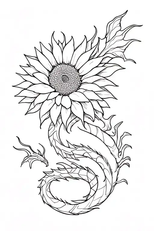 Dragon With Sunflower