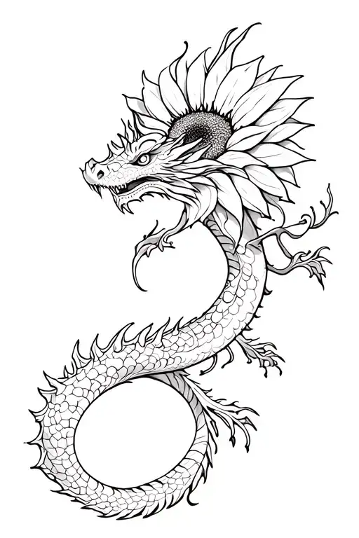 Dragon With Sunflower