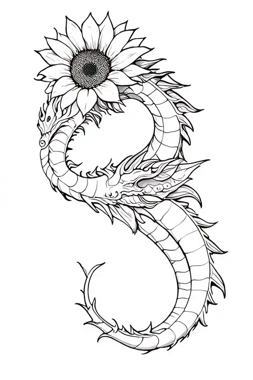 Dragon With Sunflower