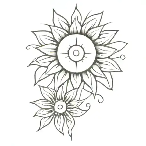 Flower And Sun With Fountain