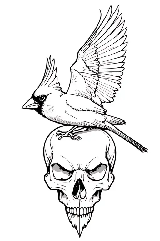 Cardinal Landing On Skull