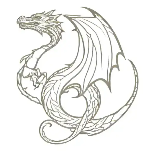 Dragon Contour And Inscription Alisa Sofia Veronica