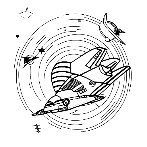 Space Shuttle With A Moon