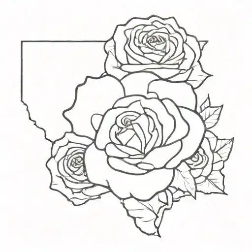 Create A Minimalist Tattoo Featuring Texas And Roses As Key Elements