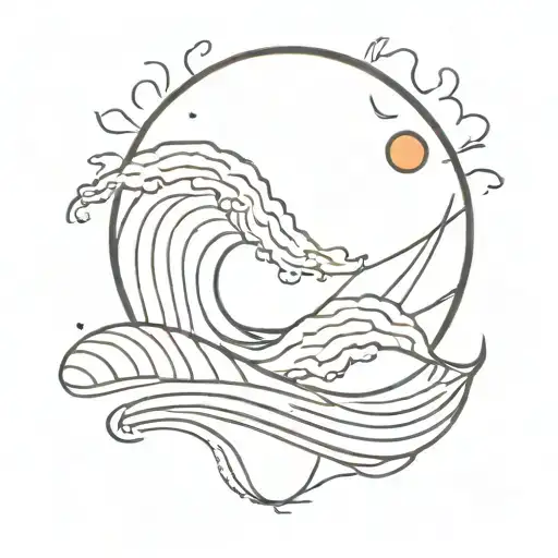 Sea Waves And Sun Rising