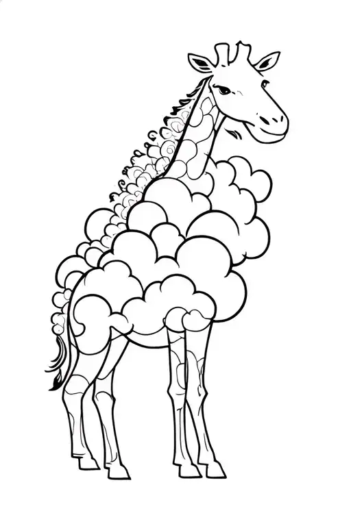 A Tattoo Design Of A Giraffe Made From Clouds Forming The Shape