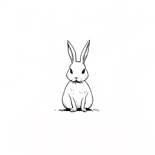 Little Bunny Standing And Minimalistic Style