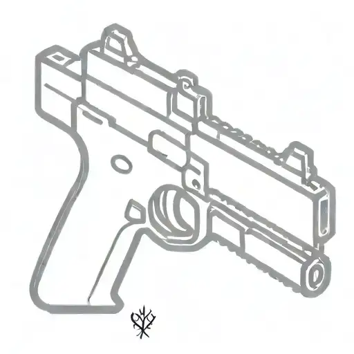 A Realistic Black And Grey Gun With A Crown As The Barrel