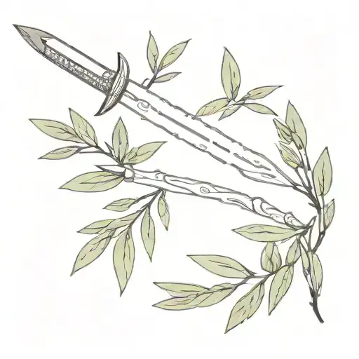 A Sword With An Olive Branch Tightly Wrapped Around It