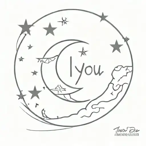 I Love You To The Moon And Back Surrounded By Small Starts And A Moon