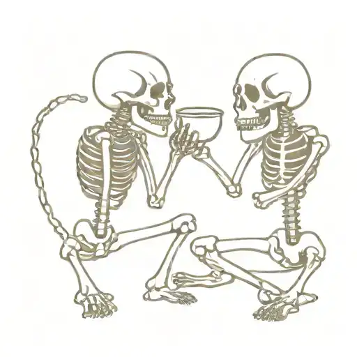 Two Skeletons Drinking Coffee Mug