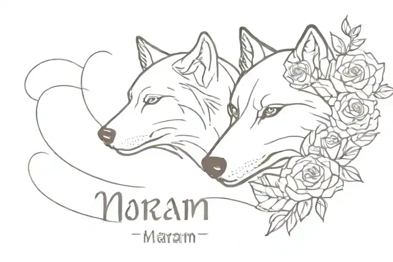 Name Maram With Roses And Wolf