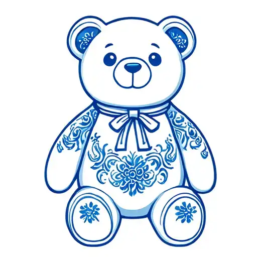 Teddy Bear Made Of Blue And White China