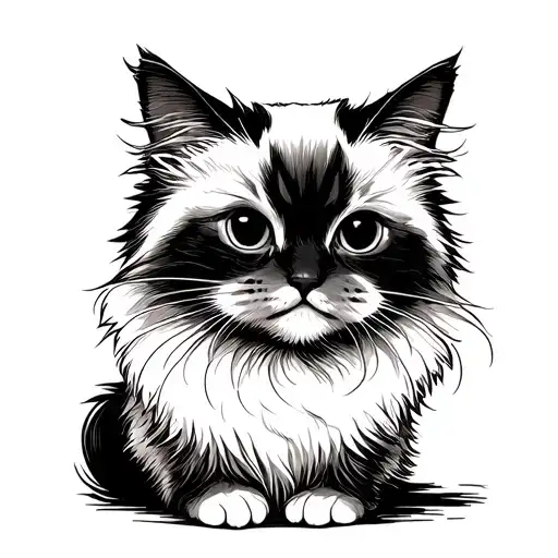 Small Fluffy White Ragdoll Cat Sitting And Looking Cute