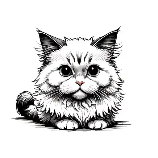 Small Fluffy White Ragdoll Cat Sitting And Looking Cute