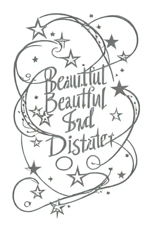 Heart And Stars Decorating The Word Beautiful Disaster