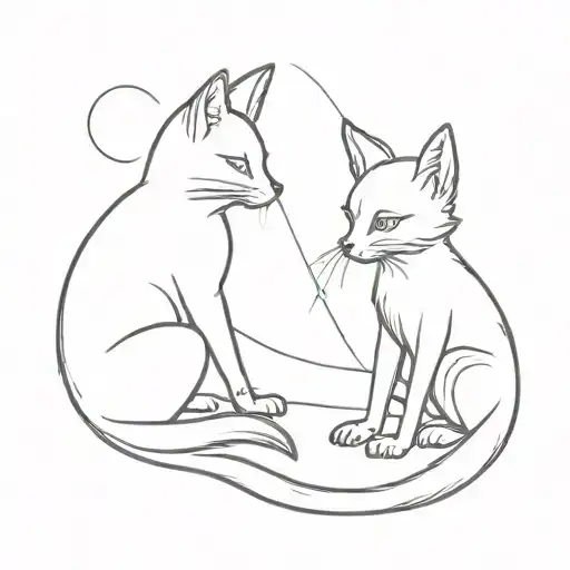 Cat And Fox Playing