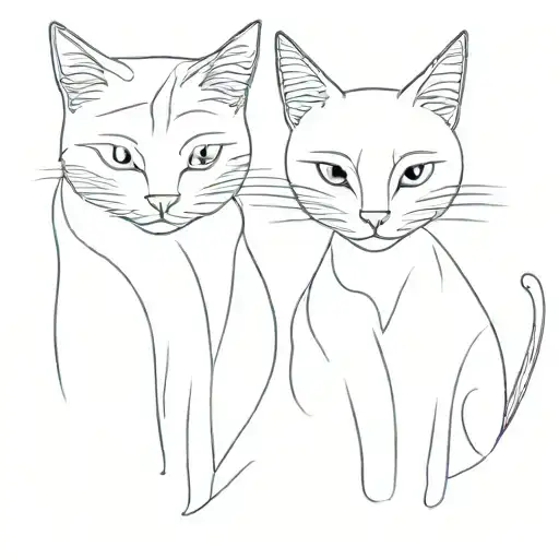 Male Sarman Cat And Female Blue Russian Cat Sitting