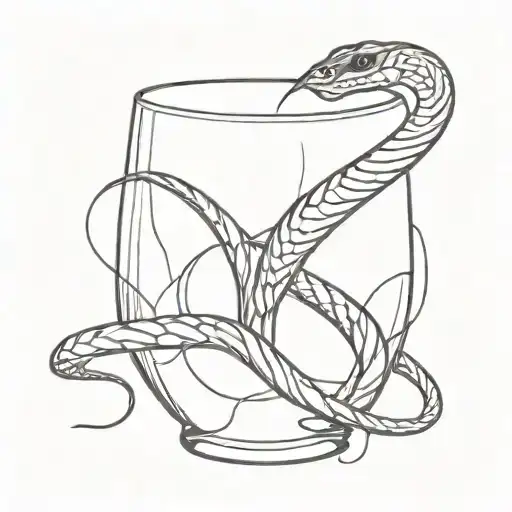 A Snake Coils Around A Broken Wine Glass