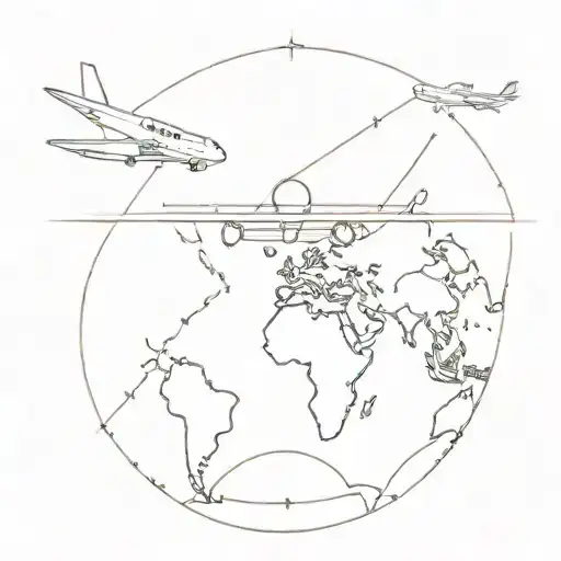 World Map With Airplane