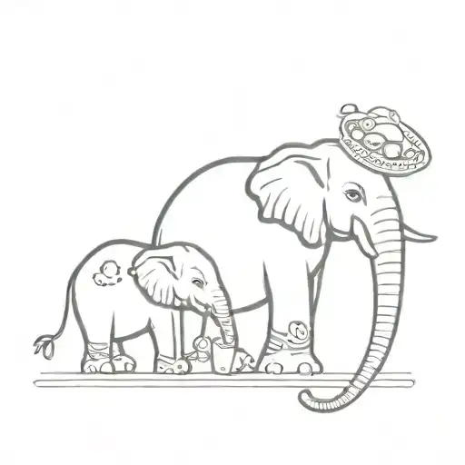 A Minimalist Tattoo Of An Elephant Mixing Cocktails In Thailand