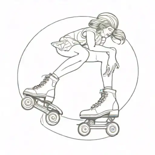 A Girl Artistic Roller Skating Fine Line