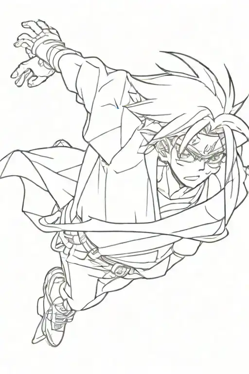 A Sketch-style Portrait Of A Famous Anime Character In A Dynamic Pose