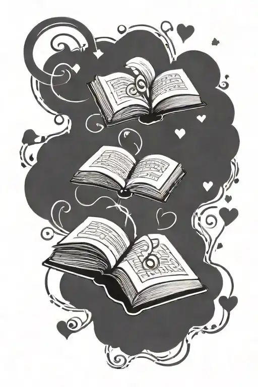 Open Book With Te Vivo Coming From The Pages Surrounded By Hearts