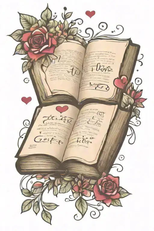 Single Open Book With Pages That Have The Words Te Vivo Floating Off With Hearts