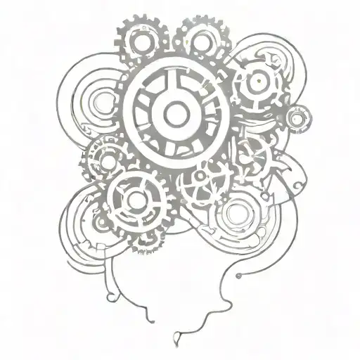 Abstract Smoke Patterns Intertwined With Gears And Wrenches