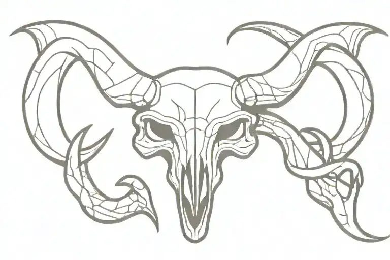 Snake Viper Snake Bull Skull Wearing