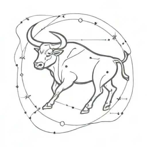 Celestial Bull Constellation With Minimalist Line Work