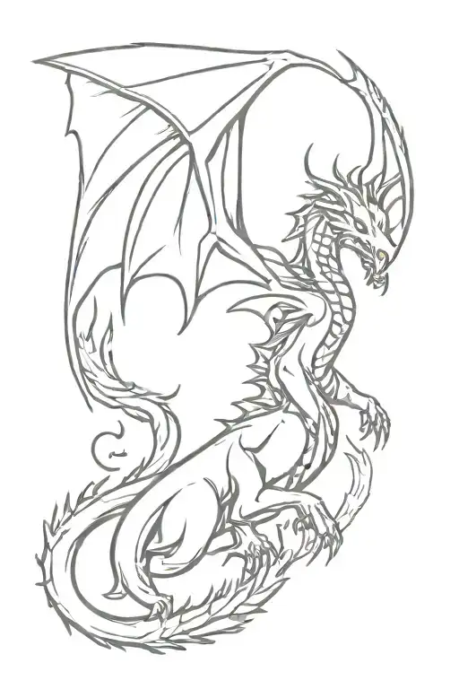 Winged Dragon With Fire Breathing Dragon