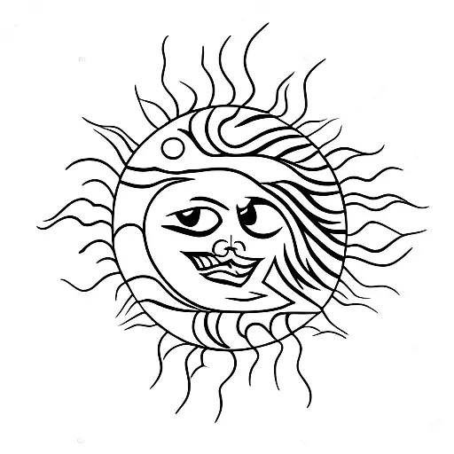 Sun Tattoo With Fire Air And Water
