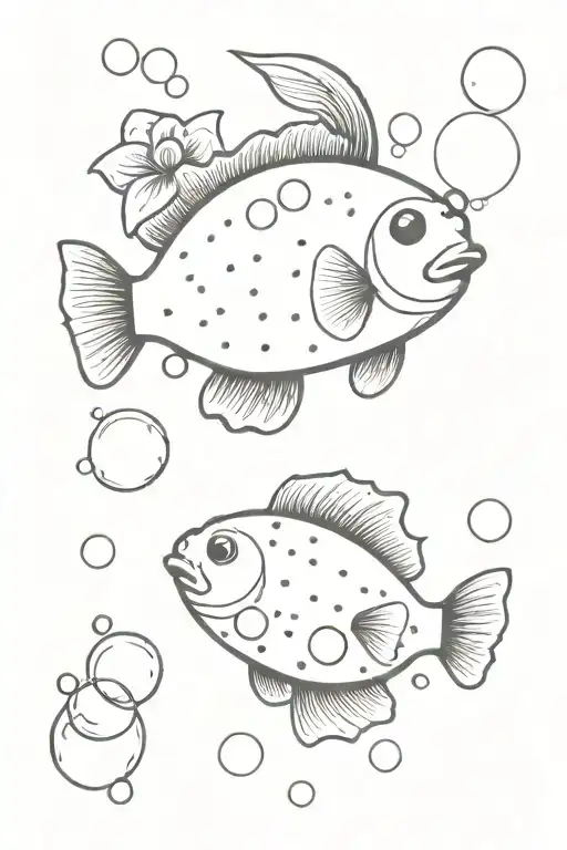 A Puffer Fish Blowing Bubbles Surrounded By Colorful Plumeria Flowers Floating In The Ocean