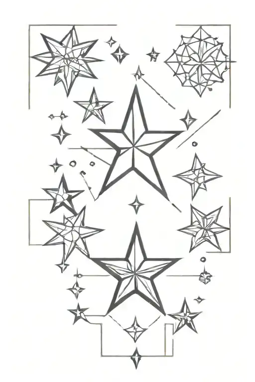 Multiple Nautical Stars And Real Diamonds On Arm Sleeve